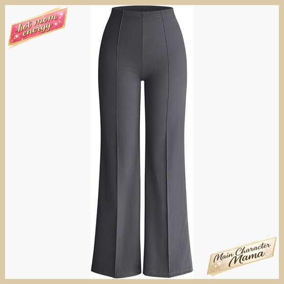 Wide Leg Pants High Waist Casual Stretch Fabric Fall Outfit Chic Minimal